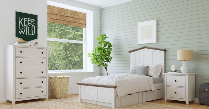 Lodge Cookies and Cream Twin Bed with 1 Set of Drawer