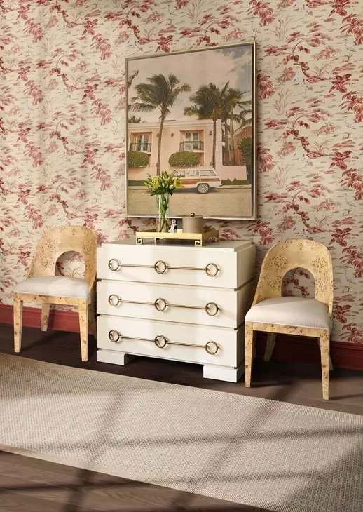 Rafferty White Linen Performance Fabric Dining Chair With Matte Burl Wood Frame