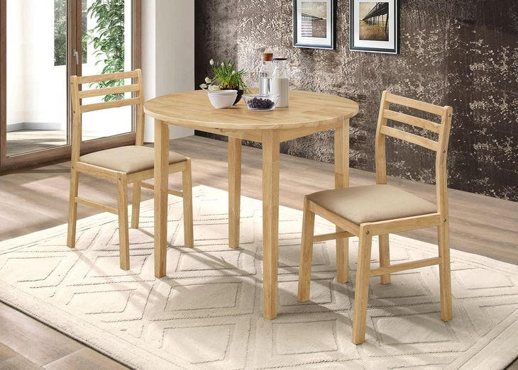Bucknell Natural And Tan 3 Piece Drop Leaf Dining Set