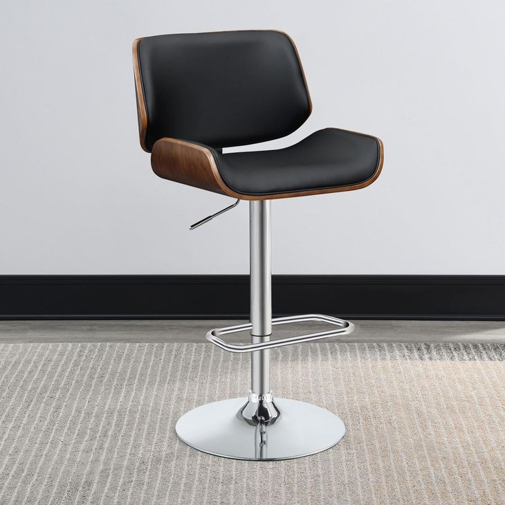 Folsom Black And Chrome Upholstered Adjustable Bar Stool
