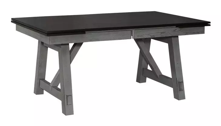 Newport Smokey and Carbon Gray Upholstered 5 Piece Extendable Trestle Dining Set