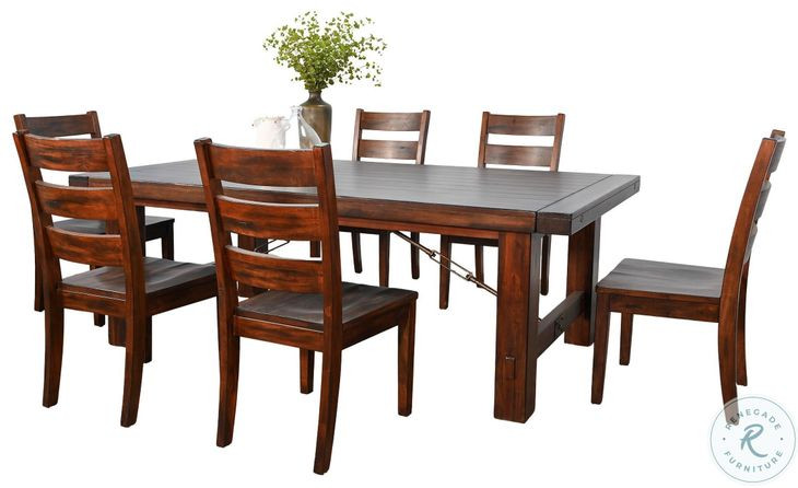 Villa Rosso Medium Brown 122" Extendable Rectangular Dining Table