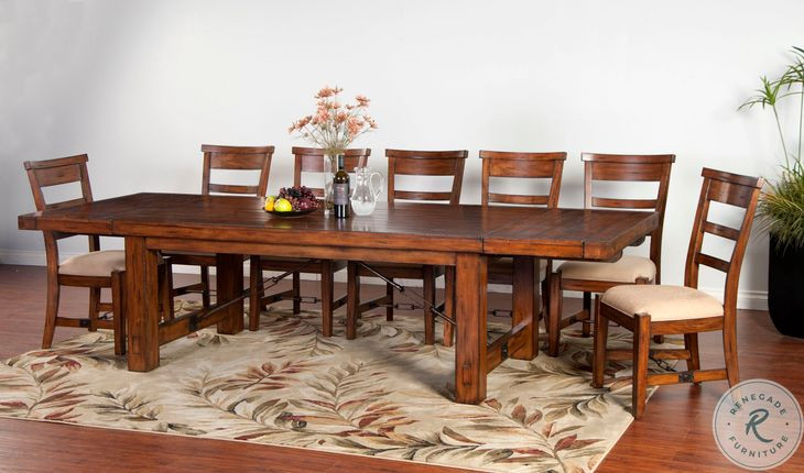 Villa Rosso Medium Brown 122" Extendable Rectangular Dining Table