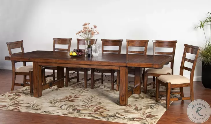 Villa Rosso Medium Brown 122" Extendable Rectangular Dining Table