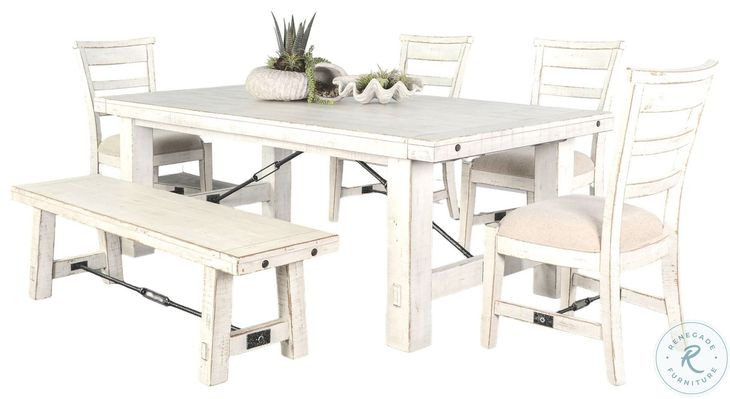 Cozy Luxe White Sand 122" Extendable Rectangular Dining Table