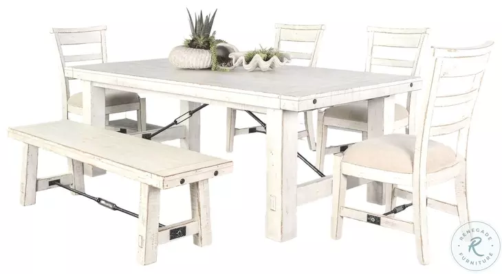 Cozy Luxe White White Sand Extendable Rectangular Dining Room Set