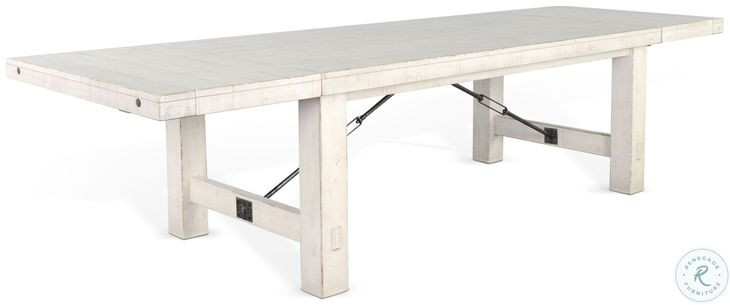 Cozy Luxe White Sand 122" Extendable Rectangular Dining Table