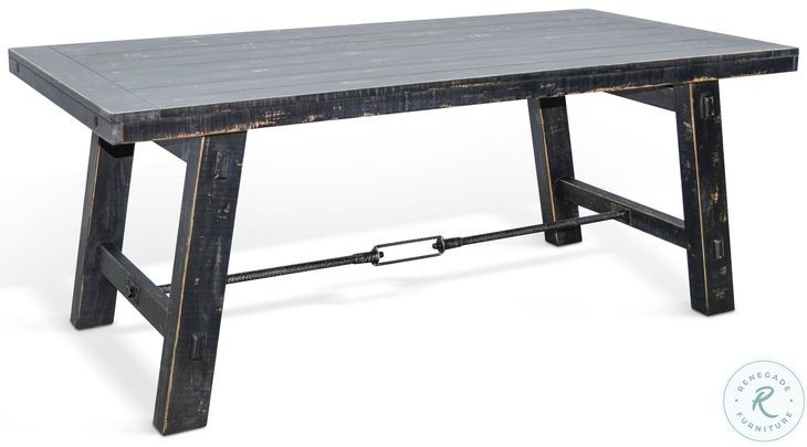 Cozy Luxe Black 74" Rectangular Dining Table with Turnbuckle
