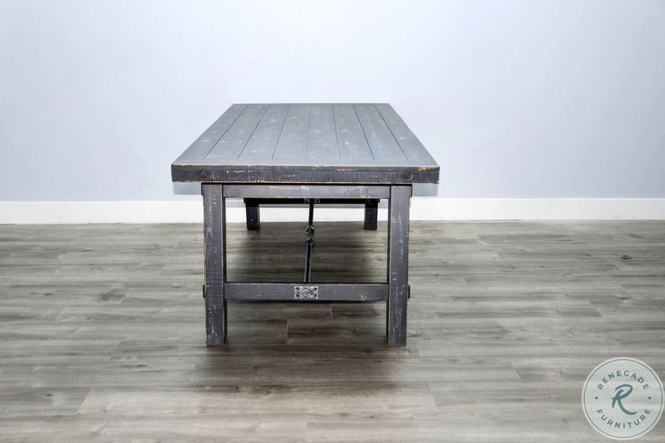 Cozy Luxe Black 74" Rectangular Dining Table with Turnbuckle