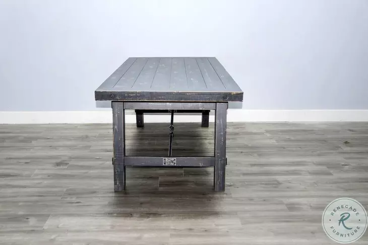 Cozy Luxe Black 74" Rectangular Dining Table with Turnbuckle