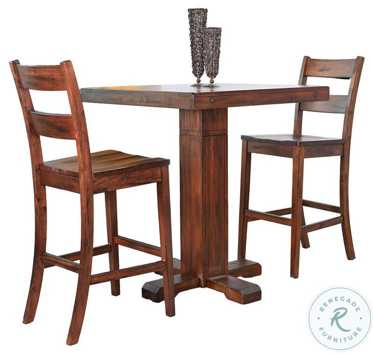 Cozy Luxe Medium Brown Adjustable Height Square Pub Table