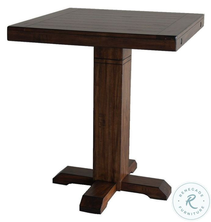 Cozy Luxe Medium Brown Adjustable Height Square Pub Table