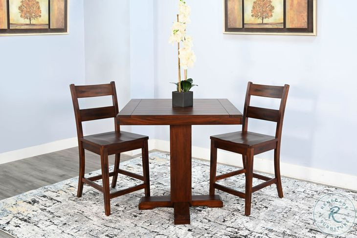 Cozy Luxe Medium Brown Adjustable Height Square Pub Table