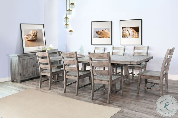 Rustic Refined Gray Alpine 106" Extendable Rectangular Dining Table with Turnbuckle