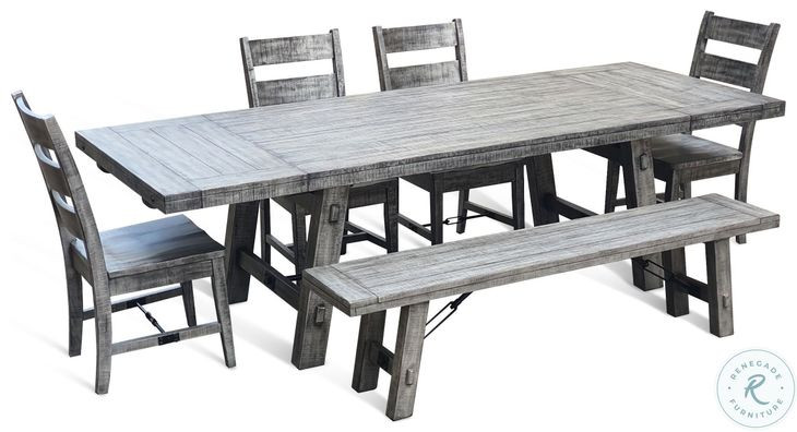 Maple Haze Alpine Gray 72" Dining Bench with Turnbuckle