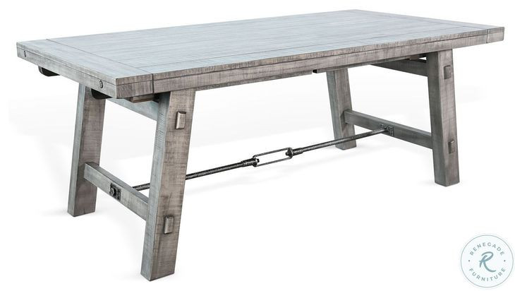 Rustic Refined Gray Alpine 106" Extendable Rectangular Dining Table with Turnbuckle