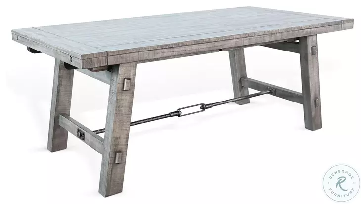 Rustic Refined Gray Alpine 106" Extendable Rectangular Dining Table with Turnbuckle