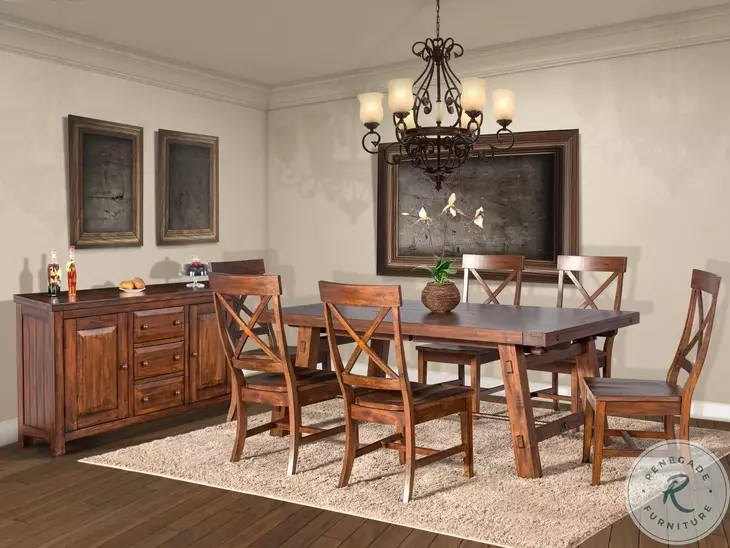Villa Rosso Medium Brown 106" Extendable Rectangular Dining Table