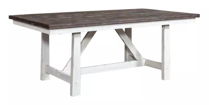 Harvest Grove White and Brown 7 Piece Trestle Base Dining Set