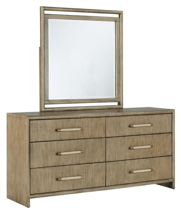 Arlington Nutmeg 6 Drawer Dresser and Rectangular Mirror