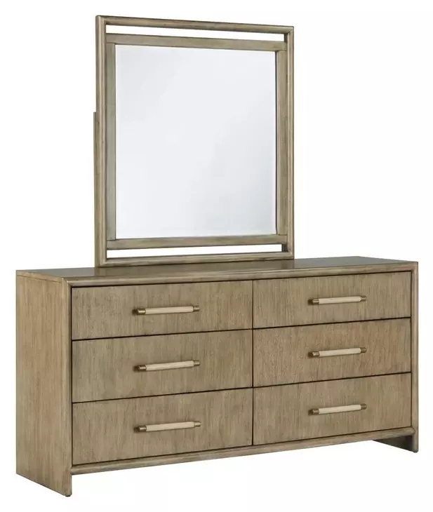 Arlington Nutmeg 6 Drawer Dresser and Rectangular Mirror