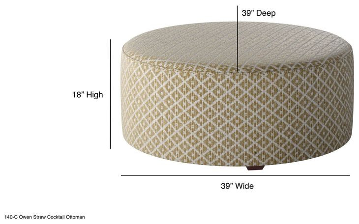 Limelight Mineral Yellow and White Performance Fabric Round Cocktail Ottoman