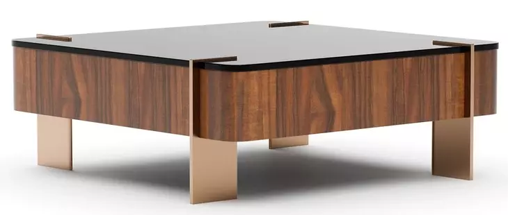 Altura Smoked Walnut Square Glass Top Cocktail Table