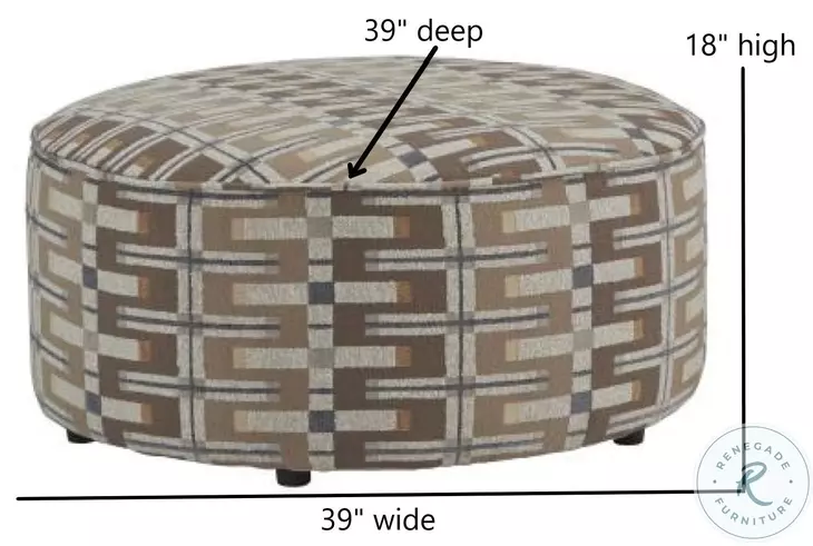 Nolte Pebble Brown and Gray Upholstered Round Cocktail Ottoman