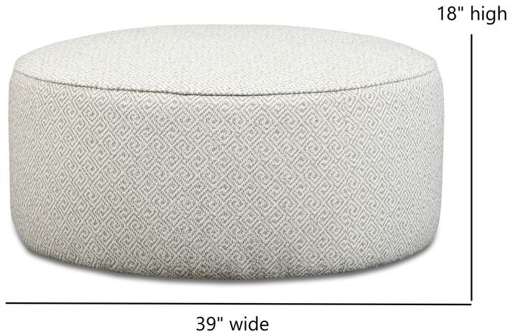 Durango Moose Off White Performance Fabric Round Cocktail Ottoman