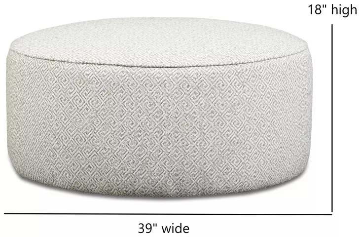 Durango Moose Off White Performance Fabric Upholstered Round Cocktail Ottoman