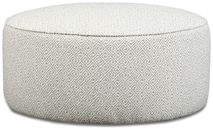 Durango Moose Off White Performance Fabric Round Cocktail Ottoman