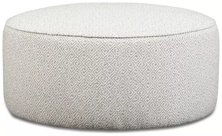 Durango Moose Off White Performance Fabric Upholstered Round Cocktail Ottoman