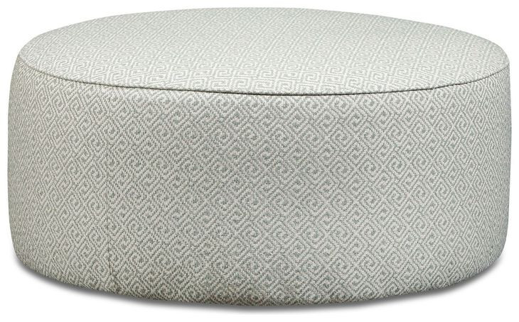 Durango Moose Off White Performance Fabric Round Cocktail Ottoman