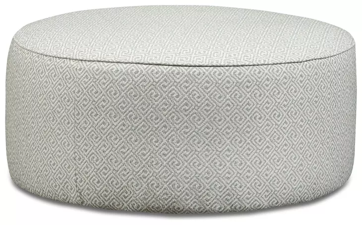 Durango Moose Off White Performance Fabric Upholstered Round Cocktail Ottoman