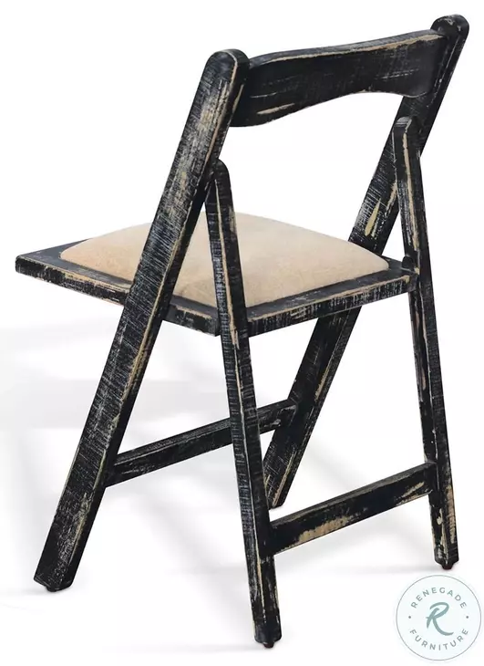 Rustic Refined Black Sand Round Drop Leaf Dining Room Set