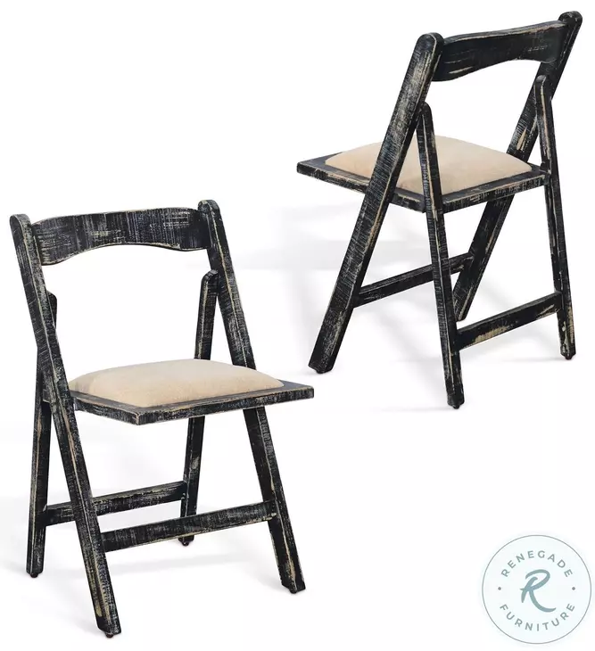 Hearthwood Haven Black Sand Folding Dining Chair Set of 2