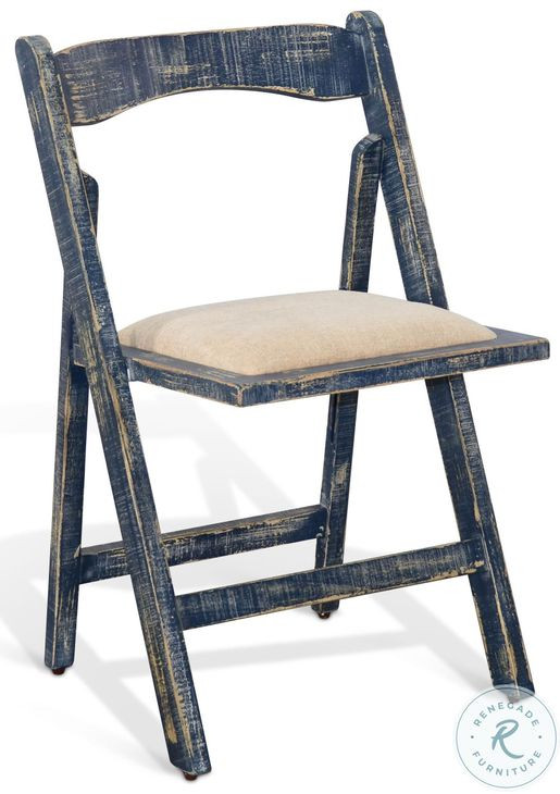 Sagewyn Ocean Blue Folding Dining Chair Set of 2