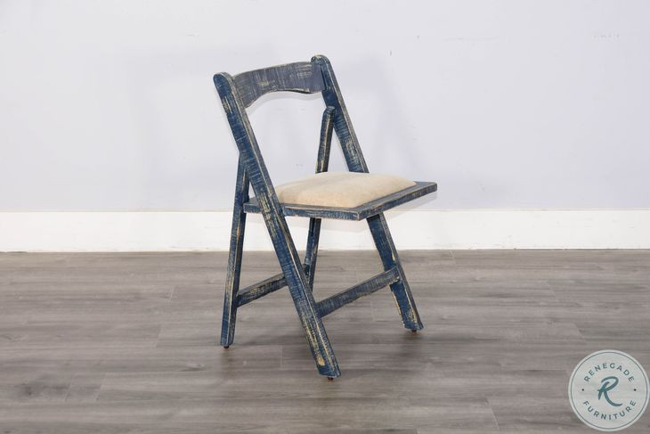 Sagewyn Ocean Blue Folding Dining Chair Set of 2