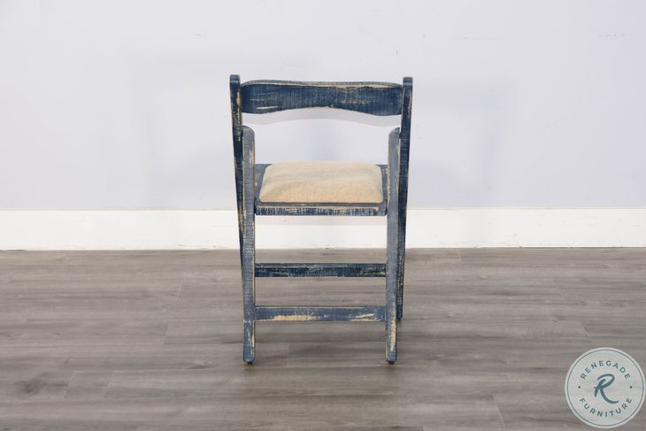 Sagewyn Ocean Blue Folding Dining Chair Set of 2