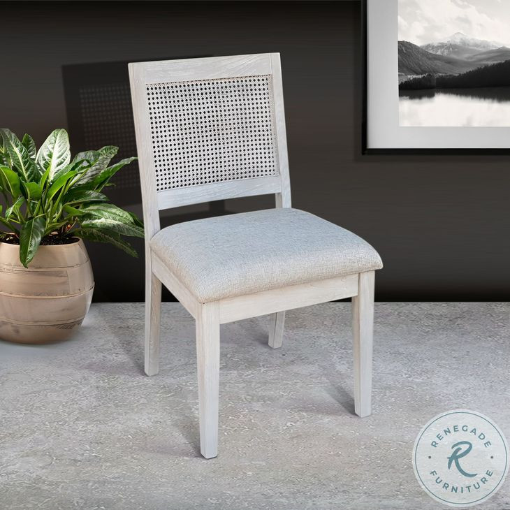 Cozy Luxe Light Gray Cane Back Dining Chair Set of 2