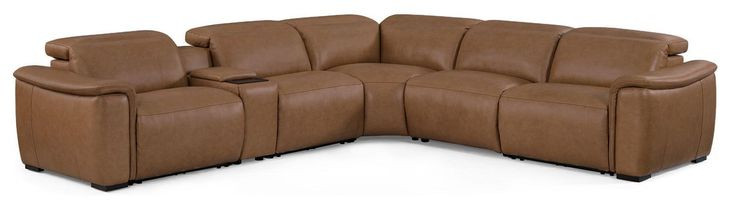 Camden Dusty Taupe Leather 6 Piece Modular Zero Gravity Power Reclining Sectional with Power Headrest and USB Charging