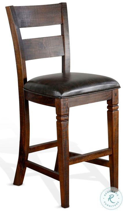 Havenstead Dark Brown Ladderback Barstool Set of 2