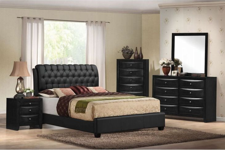 Ireland II Black King Upholstered Panel Bed