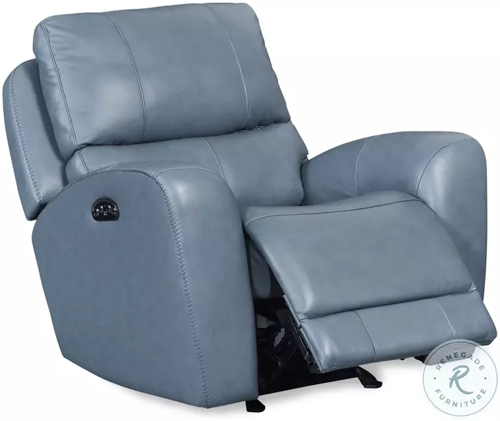 Bel Air Blue Leather Dual Power Glider Recliner