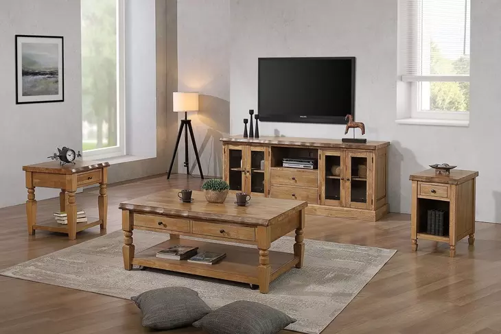 Logans Edge Brown 2 Drawers Rectangular Cocktail Table