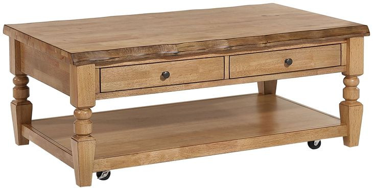 Logans Edge Brown 2 Drawers Rectangular Cocktail Table