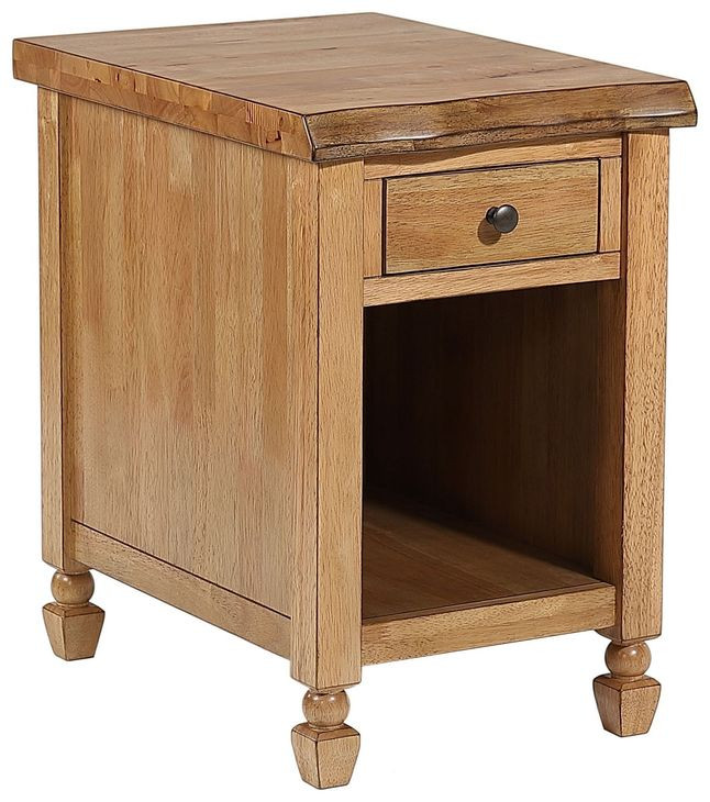 Logans Edge Brown 1 Drawer Rectangular Chairside Table