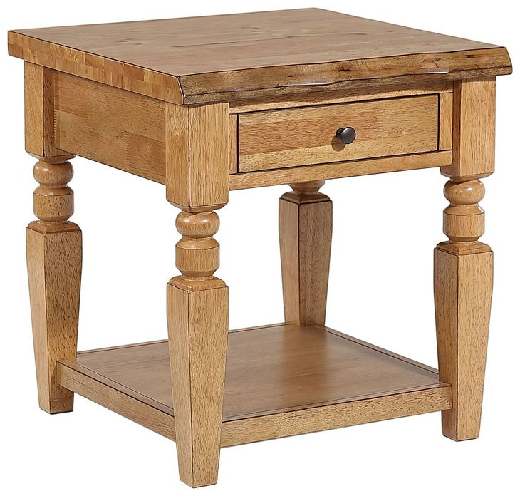 Logans Edge Brown 1 Drawer Square End Table