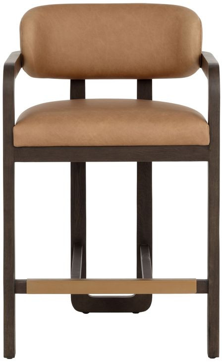 Cypress Ludlow Sesame Leather Upholstered Counter Height Stool