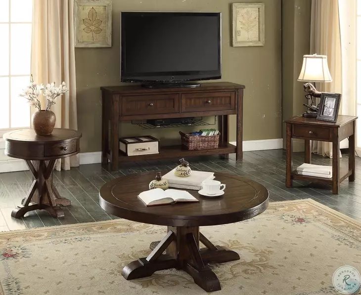 Gettysburg Heavy Distressed Dark Rectangular End Table